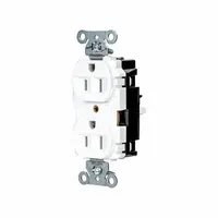 HUBBELL Receptacle: Duplex, 5-15, White, 125V AC, 15 A, 2 Pole / 3 Wire (MPN 5262STW)