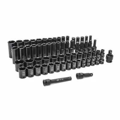 GEARWRENCH Socket Set: 1/2 in Drive Size, 65 Pieces, (29) 6-Point, (22) 6-Point - SAE & Metric Impact Socket Sets
