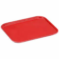 Red fiberglass lid measuring 6 1/8 in x 4 7/8 in, designed for extreme-temperature stacking and nesting totes. Suitable for industrial environments requiring thermal resistance, such as heat-treating, foundries, or cold storage operations.