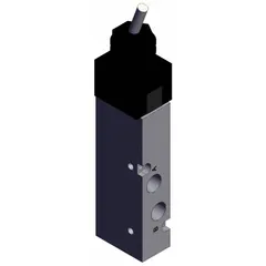 Manual air control valve with toggle actuator for quick on/off control of compressed air. Features 5 ports, 1/8 in NPT connections, and maximum operating pressure of 1 MPa. Suitable for directing or shutting off air in pneumatic systems such as machine tools, packaging lines, and assembly stations.