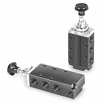 Parker Manual Air Control Valve: DirectAir 4, Four-Way / Two-Position, Button - Parker Directair 4 Series Manual Air Control Valves
