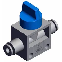 Finger valve: VHK Series, Knob Actuator, 3 Ports, 4 mm, Side-Ported Body, Blue Actuator (MPN VHK3A-04F-04F)