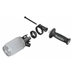 On-tool vacuum attachment for SDS-Plus rotary hammers. Connects to a separate vacuum for dust extraction during drilling. Maximum drilling diameter 11/16 in. Includes side handle.