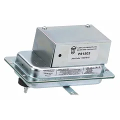 Fixed set-point air pressure switch with auto reset function. SPST switch rated at 115V AC, set point of 0.05 in wc. Features a 1/4 in barb connection and conduit box enclosure. Used in HVAC systems to monitor air pressure and control fan or damper operation.