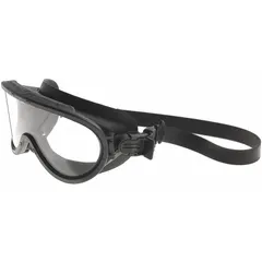 Indirect venting safety goggles with clear lens and silicone band. Designed for structural firefighter use, they provide impact and splash protection while reducing fogging. Suitable for fireground operations and industrial environments requiring eye protection.