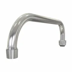 This double-bend faucet spout is made of cast brass with a chrome finish. It features a swivel gooseneck design and includes an aerator for a 2 gpm aerated flow. The NPT connection allows for standard installation. Suitable for lavatory applications in commercial or institutional settings.