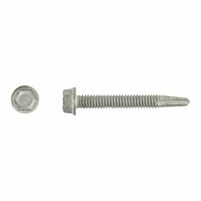 ITW BUILDEX Self-Drilling Screw: 1/4 in Size, 2 in Lg, Steel, Climaseal, Hex Washer - Metal-to-Metal-Joining Self-Drilling Screws