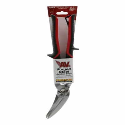 MALCO Aviation Snip: Left, 9 3/4 in Overall Lg, 1 1/4 in Cutting Lg, Steel, TPR - Aviation Snips