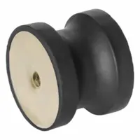 This vibration-isolating mount features a natural rubber hourglass body with female x female connections. It is used to reduce transmitted vibration and noise from rotating or reciprocating equipment such as pumps, compressors, and general machinery