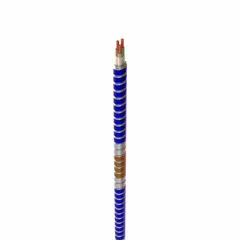 12 AWG, 2-conductor copper building cable with galvanized steel armor, supplied in 1000 ft lengths. Designed for power distribution in commercial and industrial buildings, suitable for exposed or concealed wiring in dry or damp locations. Commonly used in conduit-free runs for branch circuits and feeder lines.