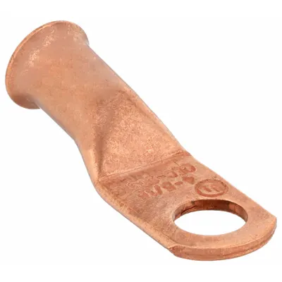 WESTWARD Lug: Crimpable Side Terminal, Crimp/Solder, Copper, 4 ga, 5/16 in Stud Size - Crimpable Side Terminal Lugs
