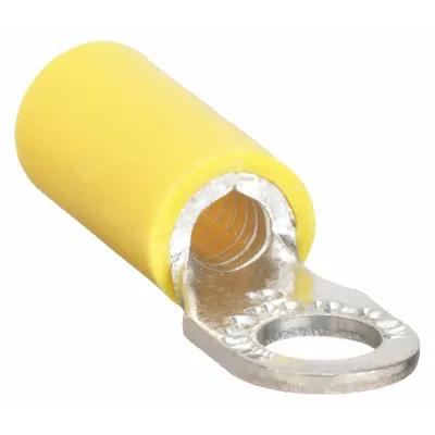 STA-KON Ring Terminal: Yellow, Vinyl Insulation, #6 Stud Size, 12 AWG to 10 AWG Wire Sizes - Insulated Ring Terminals