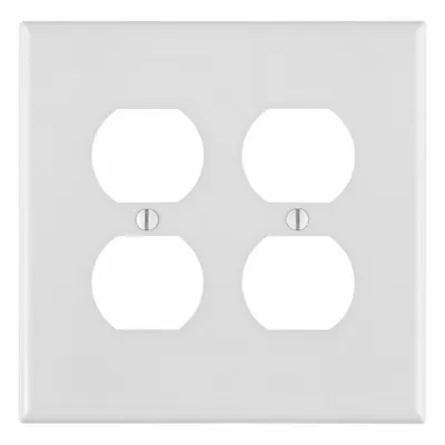 LEVITON Wall Plate: Duplex Outlet, 2 Gang, White - General Purpose Wall Plates