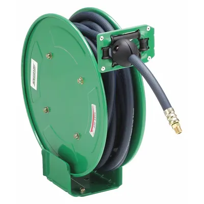 SPEEDAIRE Spring Return Hose Reel: 25 ft (3/8 in I.D.), 1/4 in MNPT, 300 psi Max Op Pressure - Standard Air or Water Spring-Return Hose Reels
