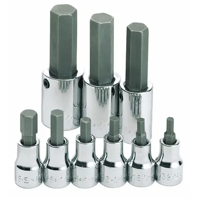 SK PROFESSIONAL TOOLS Socket Bit Set: 1 - 25 Pieces, 3/8 in, 1/2 in Drive Size, 9 Pieces - Hex Bit Socket Sets