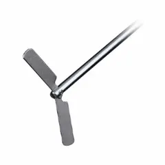 This overhead stirrer impeller features a collapsible stainless steel blade and a stainless steel shaft with a 1/4 in diameter. It is designed for mixing, blending, and homogenizing liquids in laboratory and industrial processes. Compatible with HEIDOLPH model 036093070.
