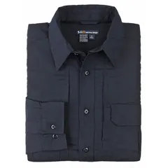 Men's tactical collared work shirt in Navy, size XL Tall. Made of polyester with a button front and long sleeves. Suitable for professional and tactical use in law enforcement, security, and outdoor work.
