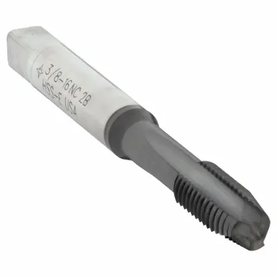 CLEVELAND Spiral Point Tap: 3/8"-16 UNC, 2B, 3 Flute, Plug Chamfer - Spiral-Point Taps for Steel & Stainless Steel