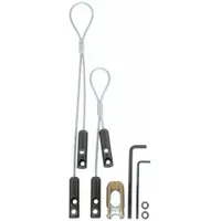 Steel cable pulling grip kit for cables with diameters from 0.38 in to 1.00 in. Breaking strength ranges from 1,750 lb to 6,500 lb. Used for pulling cables in conduit, trays, or direct burial applications