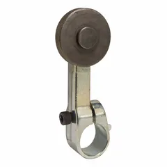 Fixed roller lever accessory for limit switches with a rotary lever roller actuator and outside offset roller position. Maximum arm/operator length of 2.5 inches. Compatible with TELEMECANIQUE SENSORS 9007S9 series limit switches. Used for position detection of moving machinery parts in industrial automation and material handling applications.