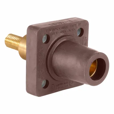 LEVITON Single Pole Receptacle: Brown, Straight Taper Nose Mating, Threaded Stud Termination - Receptacles with Threaded Stud Terminations