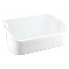 Refrigerator door shelf bin for organizing and storing bottles, jars, and condiments. Designed for use in compatible Electrolux refrigerators.