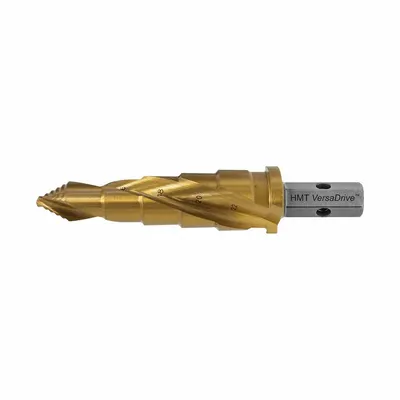 HOLEMAKER TECHNOLOGY Step Cone Drill Bit: 9/16" to 13/16", TiN-Coated HSS, Impact Rated - VersaDrive Impact-Rated High-Speed Steel Step Drill Bits