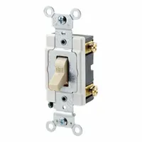 LEVITON Wall Switch: Toggle Switch, Single Pole, Maintained, Ivory, 120/277V AC, 20 A (MPN 1221-SI)