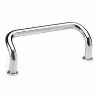 JW WINCO Pull Handle: Threaded Holes, Steel, Silver, 6.3 in Mounting Hole Center to Center, 0.47 in (MPN 425.1-12-160-CR)