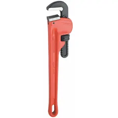 This straight pipe wrench has a 14 in overall length and a 2 in jaw capacity. The serrated jaws provide a firm grip on pipes and fittings. It is suited for turning and holding pipes in plumbing, HVAC, and general maintenance applications.