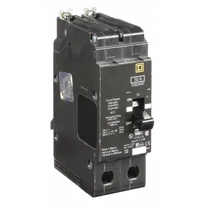 SQUARE D Miniature Circuit Breaker: 50 A, 277/480V AC, Single Phase, 18kA at 277/480V AC - EDB & EGB Series, Bolt-On Square D Miniature Circuit Breakers
