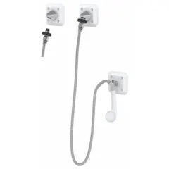 Chrome-finished, ligature-resistant spout system with a 1.5 gpm fixed showerhead. Includes quick disconnect and collapsible mounting bracket. NPT connection. ADA compliant. Suitable for institutional settings where safety and accessibility are required.