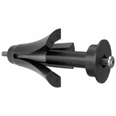 High-load winged anchor with #8-32 thread size, 3-1/2 in overall length, made of ABS machine-grade plastic in black plain finish. Includes screws. Suitable for fastening into plaster walls for mounting fixtures or brackets.