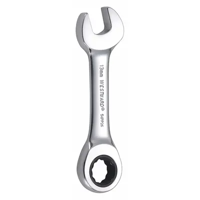 WESTWARD Combination Wrench: Alloy Steel, Chrome, 13 mm Head Size, 4 1/8 in Overall Lg - Metric 12-Point Ratcheting Combination Wrenches