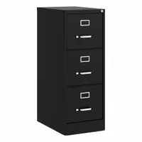 HIRSH Vertical File Cabinet: Black, 3 Drawers, 40 1/4 in Overall Ht, 22 in Overall Dp, Steel (MPN 24856)