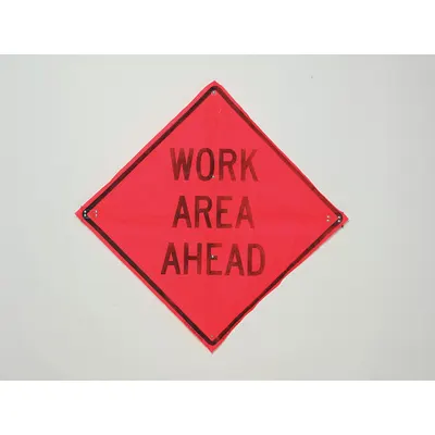 EASTERN METAL SIGNS AND SAFETY Traffic Sign: 36 in x 36 in Nominal Sign Size, Polyester/PVC, 0.015 in - Work Area Ahead Signs