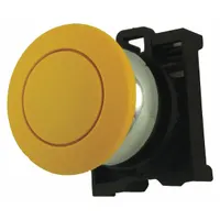 EATON Mushroom Head Push Button: 22 mm Mounting Size, Metallic, Momentary (MPN M22M-DP-Y)