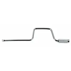 This speeder handle is designed for rapid manual tightening or loosening of sockets in repetitive fastening tasks. The 16 3/4 in overall length provides leverage, while the knurled grip offers control. Constructed from alloy steel with a chrome finish.