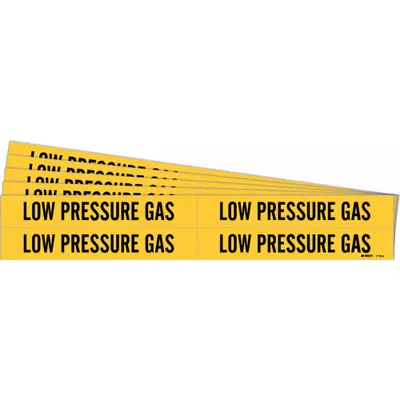 BRADY Low Pressure Gas Adhesive Pipe Marker - Low Pressure Gas Adhesive Pipe Markers