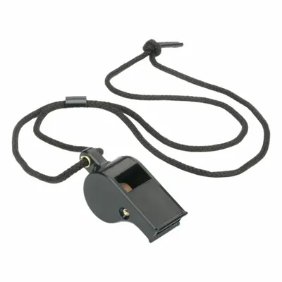 SKILCRAFT Whistle, Black Plastic, 31 in Lanyard, Pea Included - Whistles