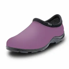 Loafer-style plain-toe shoe in size 10 with B width. Lavender color from the purple family. Suitable for light industrial or commercial environments where slip-on convenience is required.