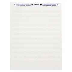 White matte polyester wraparound label measuring 1 in x 1 in. Designed for permanent identification of wires from 16 AWG to 8 AWG. Resists abrasion, solvents, and oils, suitable for industrial electrical panels and control cabinets.