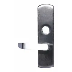 Mechanical exit device trim with night latch outside trim, designed for use with exit push bars on commercial doors. Chrome finish in silver color. ADA compliant. Suitable for applications requiring secure night latching functionality.