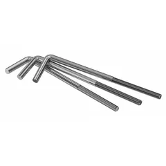 Steel L-hook anchor with plain finish, 1 1/4 in diameter, 42 in body length, and 1 1/4"-7 thread size. Supplied as a 12-pack kit. Used for securing structural elements to concrete foundations in industrial construction and machinery mounting.
