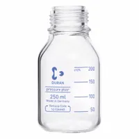 DURAN Narrow Mouth Round Glass Bottles - Safety Coated: 250 mL, 45 mm, Colorless, 10 Bottles (MPN 218153686)