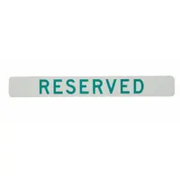 This reserved parking sign is constructed from 0.040 in thick aluminum with a High Intensity Prismatic retroreflective finish for visibility in low-light conditions. The nominal sign size is 2-1/2 in x 20 in. It is not ADA compliant. Suitable for designating authorized parking spaces in commercial lots, municipal facilities, and private parking areas