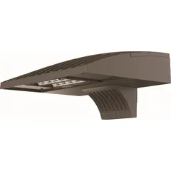 LED full-size wall pack delivering 5,309 lumens at 4000K with Type II distribution. Operates on 120 to 277V AC, consumes 46 watts, and has an overall height of 6 3/8 inches. Designed for anti-glare exterior lighting in commercial and industrial settings such as building perimeters, loading docks, and parking areas.