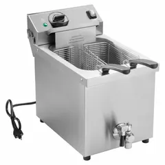 Single-pot electric fryer with 15 lb capacity. Stainless steel construction. Overall dimensions: 20 5/8 in depth, 16 in height, 11 1/4 in width. Suitable for frying foods in commercial kitchens.