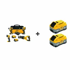 This 20V MAX* cordless combo kit includes a hammer drill/driver, impact driver, reciprocating saw, and work light. Suitable for drilling, driving, and cutting applications in construction and renovation tasks.