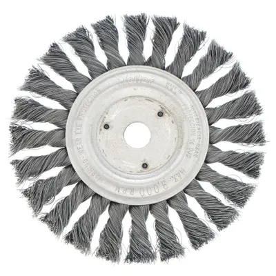 WEILER Wire Wheel Brush: Twisted Steel, 6 in Dia x 1/2 in Wd, 5/8 in to 1/2 in Arbor - Heavy-Cleaning Brushes for Contoured Carbon Steel Surfaces